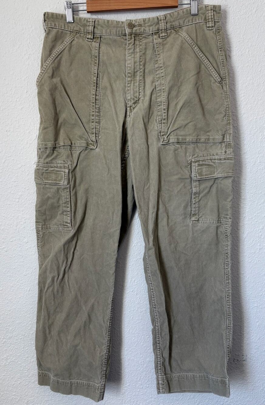 Vintage Eddie Bauer Corduroy Cargo Pants Y2K Loose Fit Baggy Skater Grunge